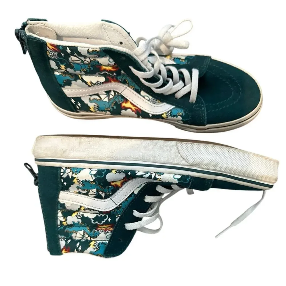 VANS Blue Dark Dragon Lace Up High Top Sneaker Shoes Size 2.0